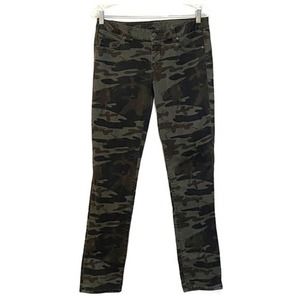 London Jeans Womens 6‎ 30” Green Brown Camo Print Skinny Leg Camouflage Utility